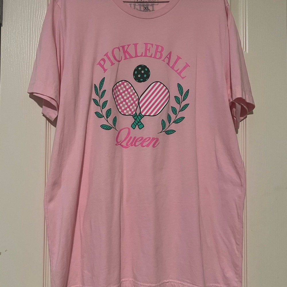 Pickleball Pink Relaxed Boxy Short Sleeve Tee XL.